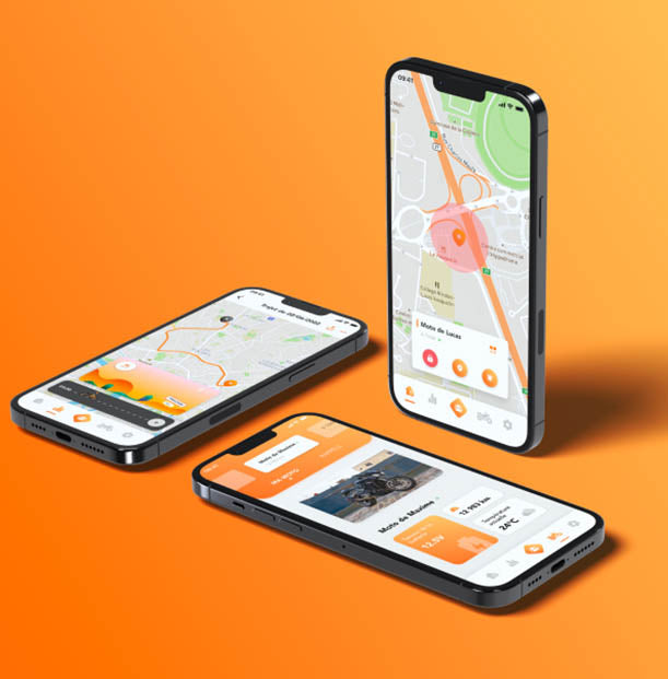 3 écrans de l'application georide